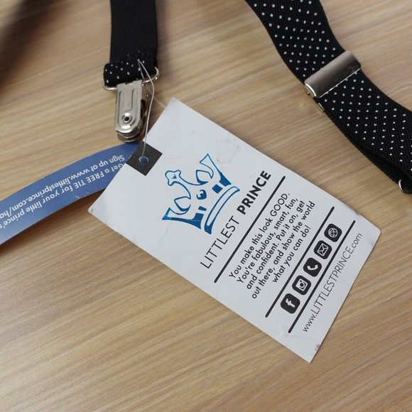 Suspender Boy Black Clip On Y Back Polka Dots Adjustable Stretch LITTLEST PRINCE - Picture 6 of 8